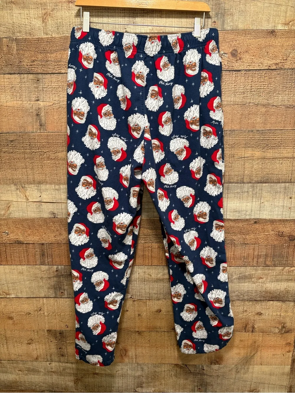 Old Navy Unisex Large Black Santa Christmas Pajama Pants Holiday PJs M025